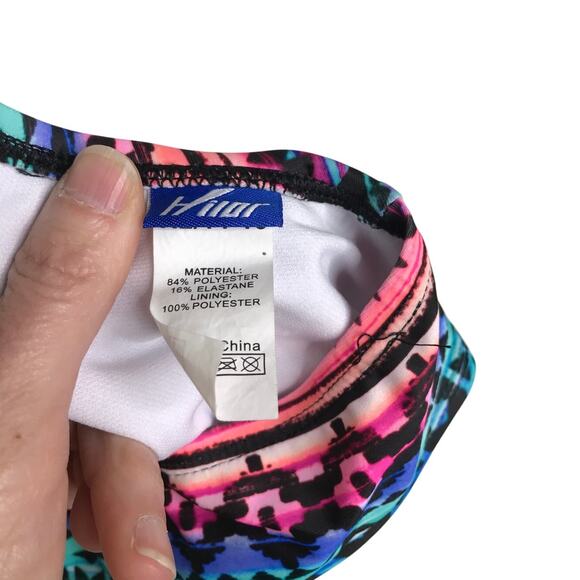 Hilor Bikini Girls Size 14-16 Multicolor Back Strap 2 Piece Swimsuit Geometric - Picture 8 of 9